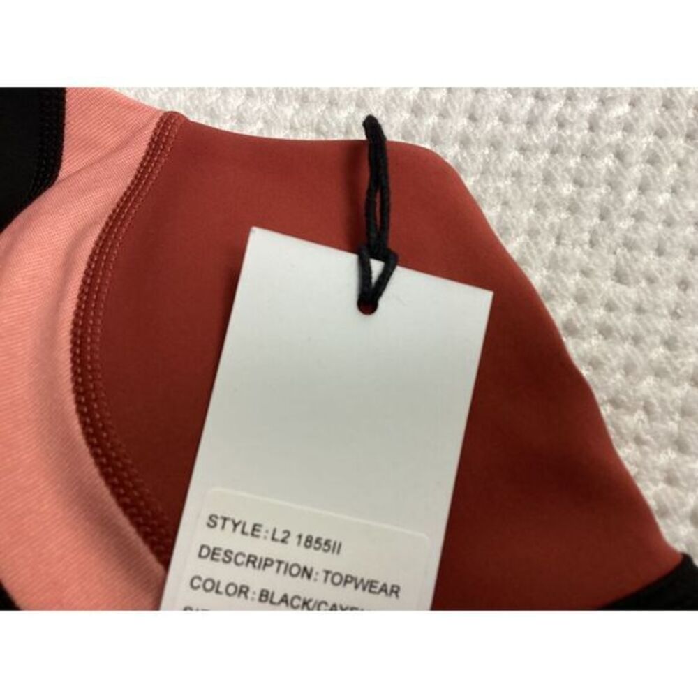 Iris & Ink Color Block Sports Bra Athletic‎ Workout Top Black Coral Pink … - Picture 4 of 8